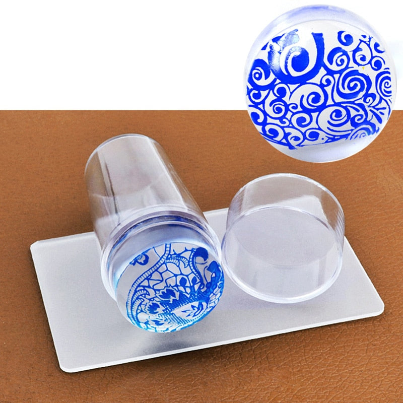 Amazon.com: French Tip Nail Stamp Double Sided Clear Nail Art Stamper Jelly  with Scraper,Soft Silicone Stamper Clear Silicone Stamping : Beauty &  Personal Care
