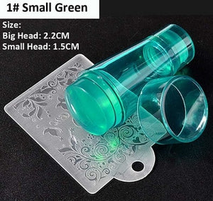 Unique New Design Pure Clear Jelly Silicone Nail Art Stamper Scraper with Cap Transparent 2.8cm Nail Stamp Stamping Tools