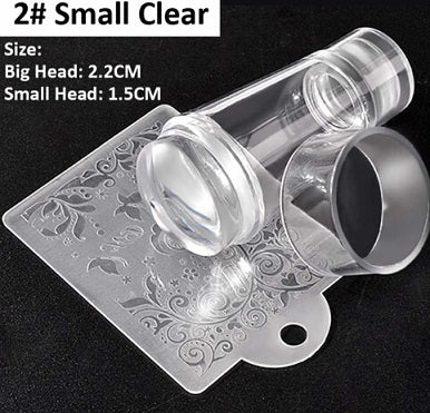 Unique New Design Pure Clear Jelly Silicone Nail Art Stamper Scraper with Cap Transparent 2.8cm Nail Stamp Stamping Tools