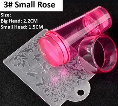 Unique New Design Pure Clear Jelly Silicone Nail Art Stamper Scraper with Cap Transparent 2.8cm Nail Stamp Stamping Tools