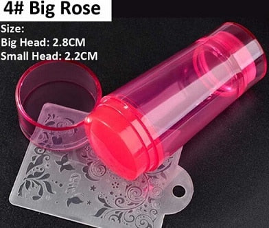 Unique New Design Pure Clear Jelly Silicone Nail Art Stamper Scraper with Cap Transparent 2.8cm Nail Stamp Stamping Tools