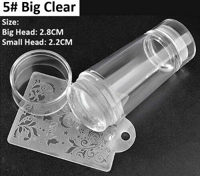 Unique New Design Pure Clear Jelly Silicone Nail Art Stamper Scraper with Cap Transparent 2.8cm Nail Stamp Stamping Tools