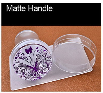 Unique New Design Pure Clear Jelly Silicone Nail Art Stamper Scraper with Cap Transparent 2.8cm Nail Stamp Stamping Tools