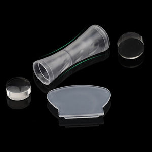 Unique New Design Pure Clear Jelly Silicone Nail Art Stamper Scraper with Cap Transparent 2.8cm Nail Stamp Stamping Tools