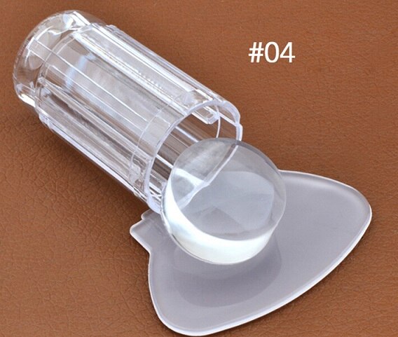 Unique New Design Pure Clear Jelly Silicone Nail Art Stamper Scraper with Cap Transparent 2.8cm Nail Stamp Stamping Tools